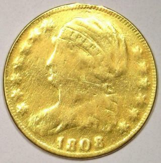 1808 Capped Bust Gold Half Eagle $5 Coin - Ex - Jewelry Coin - Rare Date