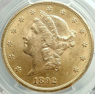 1892 S United States Us Liberty Head Gold Double Eagle Coin Pcgs Ms 62 I75985
