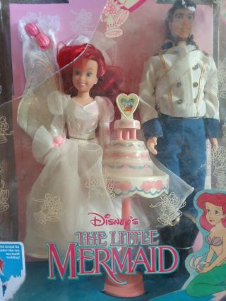 Disney Little Mermaid Ariel And Prince Eric Wedding Day Dolls 1991 Tyco 1817
