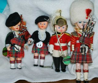 4 Vintage Scottish Dolls 3 Rogark,  1 Empire Doll,  All Tagged