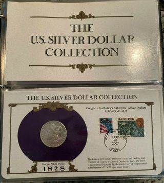 Fabulous Complete 35 Morgan,  Peace Silver Dollar & Stamp Set,  US Postal Society 2