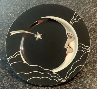 Fitz And Floyd Stardust Dessert Plates (set Of 8) Crescent Moon