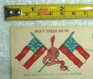 RARE CIVIL WAR CONFEDERATE PATRIOTIC COVER DON ' T TREAD ON US 7 STAR FLAGS,  PALM 2