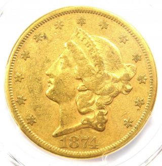 1874 - Cc Liberty Gold Double Eagle $20 - Pcgs Xf Details - Rare Carson City Coin