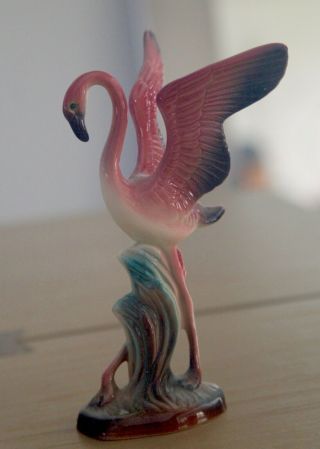 Vintage Mid - Century Pink Flamingo Maddux California Pottery Figurine