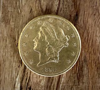 1890 S Coronet Head Gold $20 Double Eagle Liberty Head - Twenty Dollars