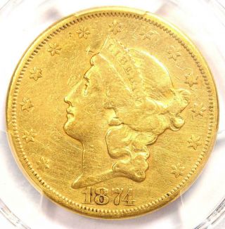 1874 - Cc Liberty Gold Double Eagle $20 - Pcgs Vf Details - Rare Carson City Coin