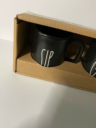 Rae Dunn Black Espresso Cups Mini Small Mugs Set of 4 SIP GULP DRINK SLURP 3