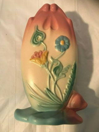 Vintage Hull Usa Pink,  Blue,  Cream,  And Green Floral Vase