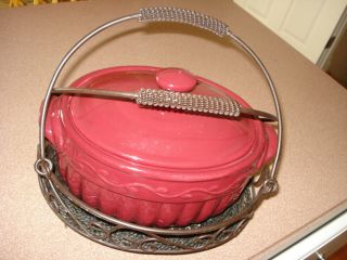 Home & Garden Party Stoneware Welcome Home Bean Pot/casserole Dish W/basket