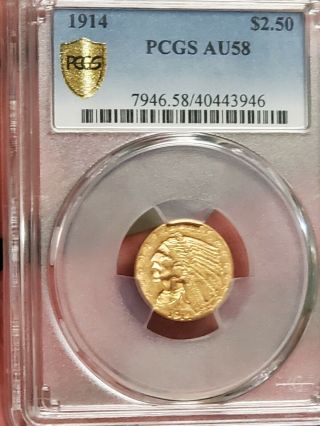 1914 $2.  5 GOLD INDIAN HEAD QUARTER EAGLE PCGS AU58 2