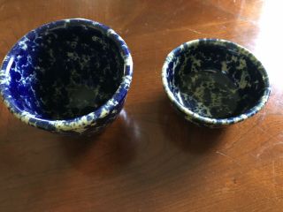 Bennington Pottery Blue Agate Large And Small Dip Bowls