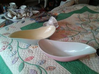 Set Of 2 Mid Century Hull 152 Usa Pottery Retro Pink/white & Blue/yellow Bowls