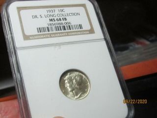 Top Pop Mercury Dime 1937 Ngc Ms - 68fb 0 Graded Higher At Either Ngc Or Pcgs