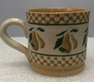 Vtg Nicholas Mosse Pottery Pears Small Flat Mug Cup Handmade Ireland Euc 2.  75 "