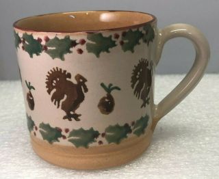 Vtg Nicholas Mosse Pottery Turkey Small Flat Mug Cup Handmade Ireland Euc 2.  75 "