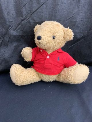 Ralph Lauren Polo 15.  5” Plush Teddy Bear Stuffed Animal W/ Red Polo Shirt K2