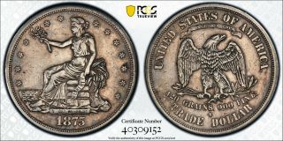 1875 - S/cc Trade Dollar $1 Fs - 501 Pcgs Vf Details,  Looks Xf