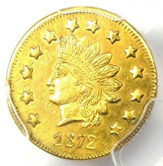 1872 Indian California Gold Dollar Coin G$1 Bg - 1207 - Pcgs Unc Details (ms)