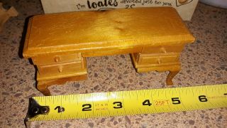 Vintage Dollhouse Early Amer.  Style Wood Knee Hole Desk 1/12 Scale 2 1/2 " Tall