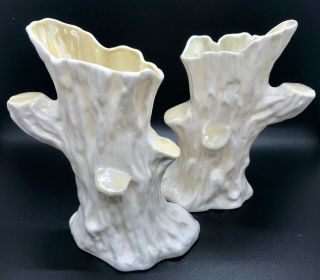 Vintage Belleek Ireland Pottery/porcelain Tree Trunk Vases - Con