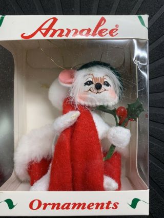 2007 Annalee 3” Mouse In Santa Hat Christmas Ornament