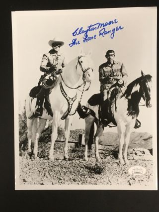 The Lone Ranger Clayton Moore Autographed 8x10 B/w Photo Jsa Certified