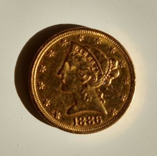 1886 Liberty Head (coronet) $5 Gold Half Eagle Coin