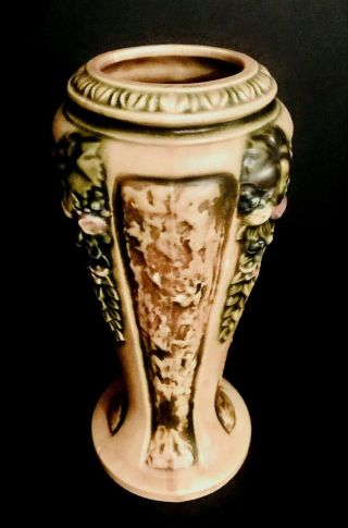 Antique Early Roseville Pottery 8.  5” Florentine Barrel Vase,  Ca.  1924