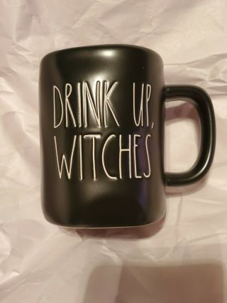 Rae Dunn By Magenta " Drink Up,  Witches " Halloween Black With Purple Interior Htf