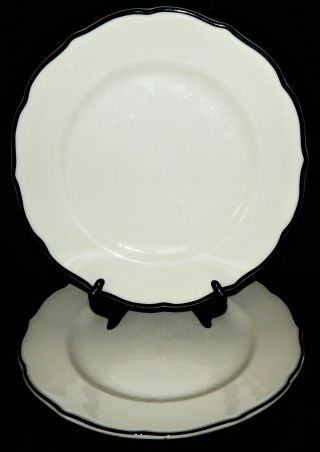 2 Syracuse China 13 - D Dinner Plates Black Platinum Scalloped Edge Restaurantware