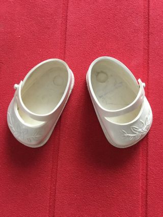 Vintage Marked Ideal Toy Corp White Vinyl Doll Shoes 10