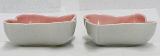 RED WING POTTERY GRAY WITH PINK INTERIOR PAIR CANDLE HOLDERS B1411 2