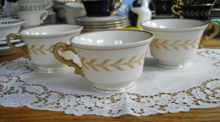 Vintage Syracuse China Old Ivory Jefferson Gold Laurel Leaf Teacups Only Set 3