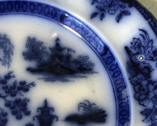 ANTIQUE FLOW BLUE PATTERN CHAPOO Plate JOHN WEDGWOOD,  ENGLAND 1847 - 60 9 - 1/2” 2
