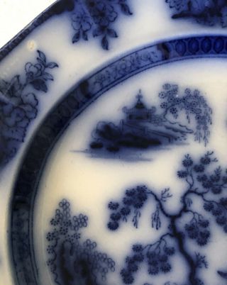 ANTIQUE FLOW BLUE PATTERN CHAPOO Plate JOHN WEDGWOOD,  ENGLAND 1847 - 60 9 - 1/2” 3