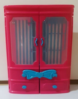 Barbie Fashion Design Closet Hot Pink And Blue Color With Handle To Carry