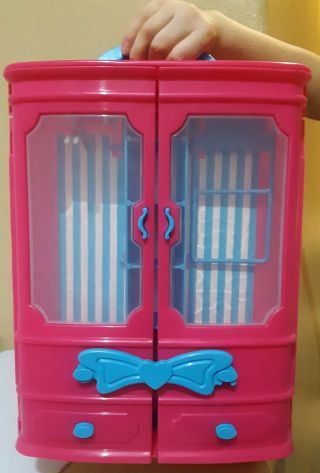 Barbie Fashion Design Closet Hot Pink and Blue Color with Handle to Carry 3