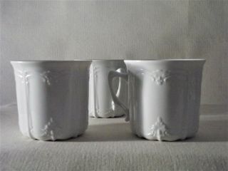 Set Of 3 Coffee Mugs By Hutschenreuther Germany White Baronesse