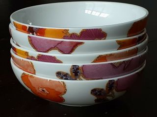 Lovely Set Of 5 Lenox Floral Fusion - Stephanie Ryan - 5 " Dessert - Sauce - Bowls - Bowl