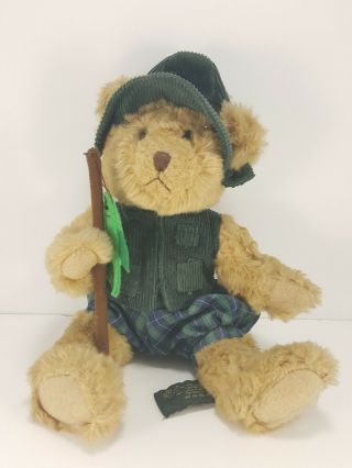 Montana Brown Fishing Teddy Bear Russ Berrie Pole Plush Stuffed Green Hat