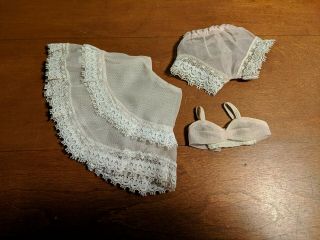 Vintage Ideal Tammy Doll Lingerie Pink White Lace Slip,  Bra,  Panty Clothes