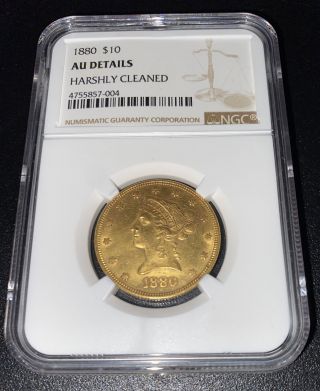 1880 U.  S.  Liberty Head $10 Dollar Gold Eagle Coin / Ten Dollar Coin
