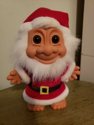 Russ Berrie Troll Doll Santa Claus 8 Inches Christmas Holiday Beard Hat