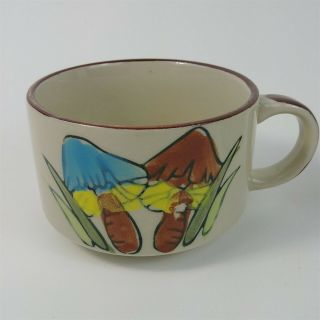 4 Hand Painted Mushroom Stoneware Soup Mugs Coffee Cups 4 - 1/4 