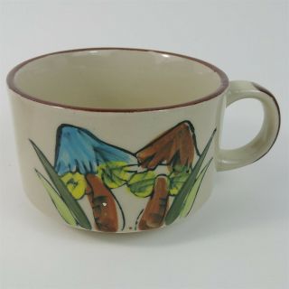 4 Hand Painted Mushroom Stoneware Soup Mugs Coffee Cups 4 - 1/4 