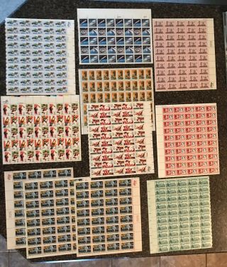 $100 Us Postage,  Airmail Full Sheets,  10 To 45 Cent Stamps