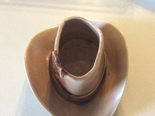 Vintage Mccoy Pottery Western Americana Cowboy Hat Planter Vase 2 Feathers Usa