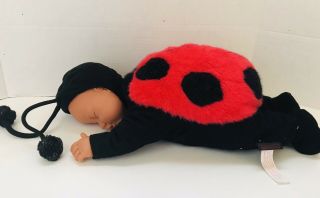 18” Ann Geddes 1997 Lady Bug Realistic Reborn Newborn Sleeping Baby Doll Plush