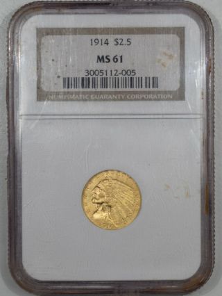 1914 $2.  50 Indian Head Gold - Ngc Ms - 61